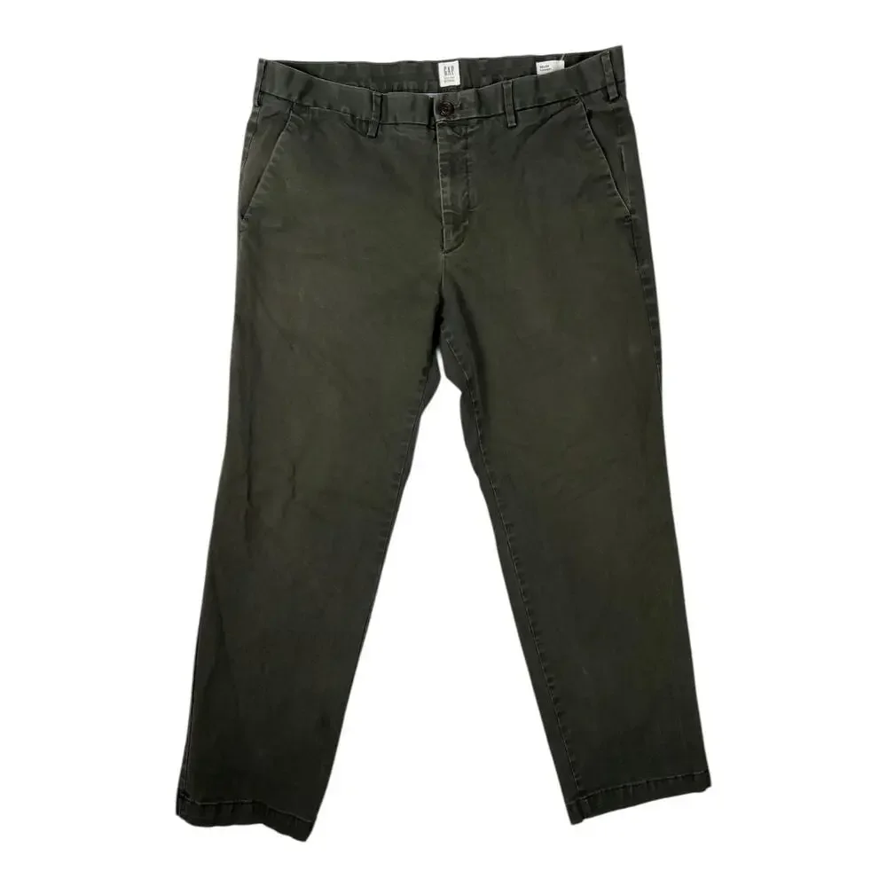 Gap Chino Pants Mens 36x30 Green Straight Fit Cotton Twill GAP For Good Casual